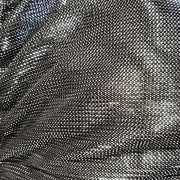 MNG Mango Textured Deep V Neck Pockets Lined Silver Metallic Mini Dress Sz 2 - Picture 10 of 16